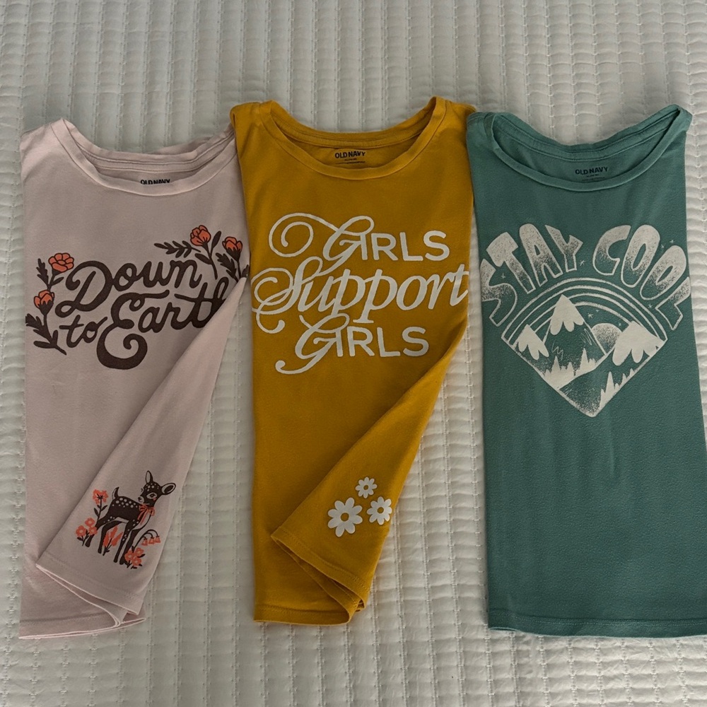 Old Navy Graphic Tees - Pink, Yellow, Green